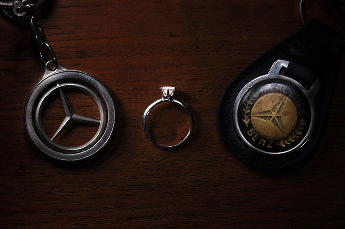 Solitaire with vintage mercedes car keys